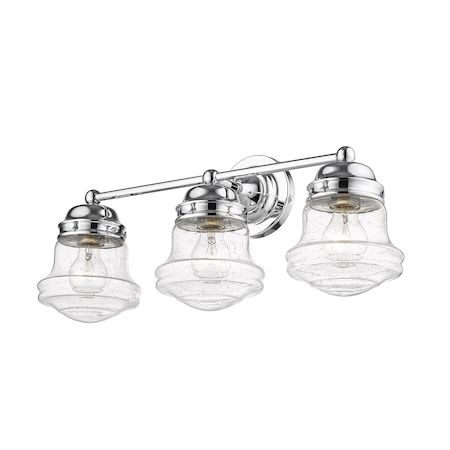Z-Lite Vaughn 3 Light Vanity, Chrome And Clear Seedy 736-3V-CH